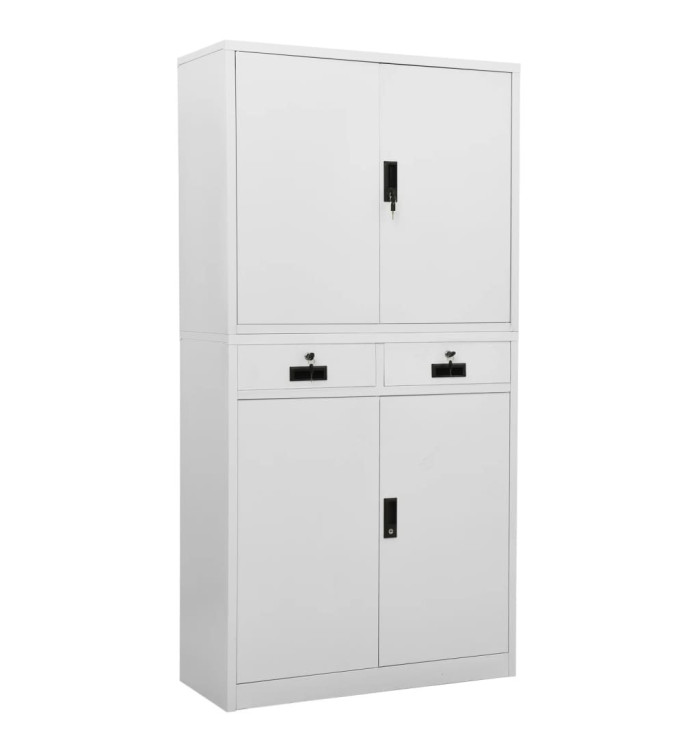 Armoire de bureau Gris clair 90x40x180 cm Acier | Mobilier & Déco