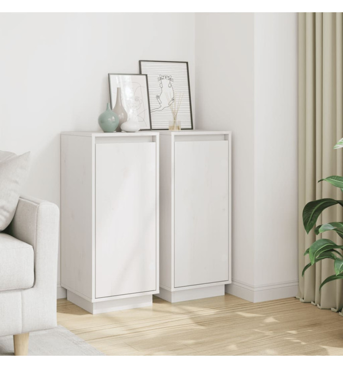 Buffets 2 pcs Blanc 31,5x34x75 cm Bois massif de pin | Mobilier & Déco