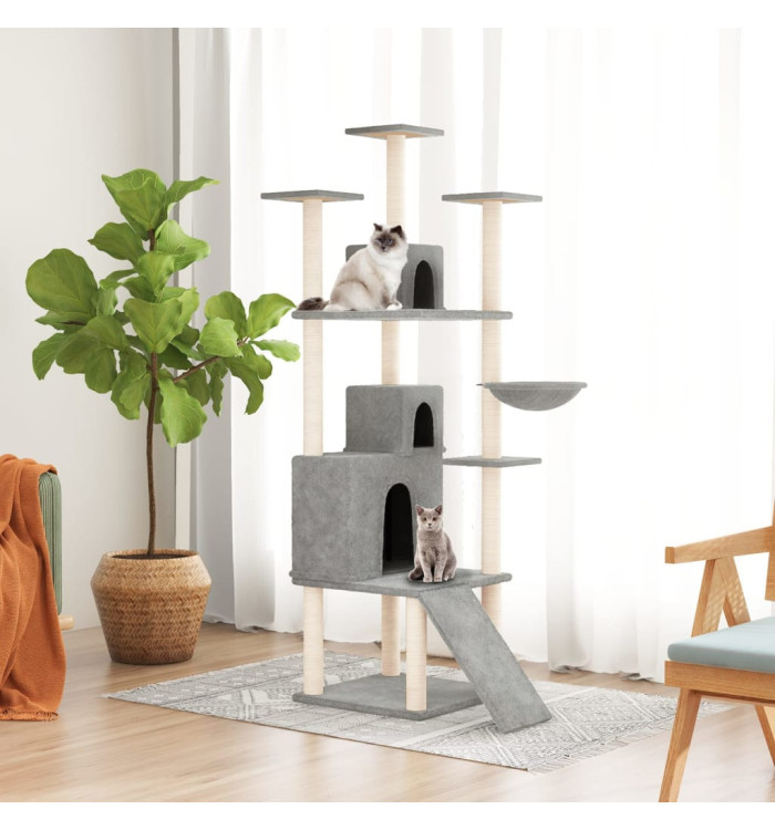 Arbre à chat avec griffoirs en sisal Gris clair 175 cm | Mobilier & Déco