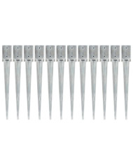 Piquets au sol 12 pcs Argenté 9x9x75 cm Acier galvanisé | Mobilier & Déco