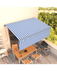 Auvent automatique rétractable avec store 4,5x3 m Bleu et blanc | Mobilier & Déco