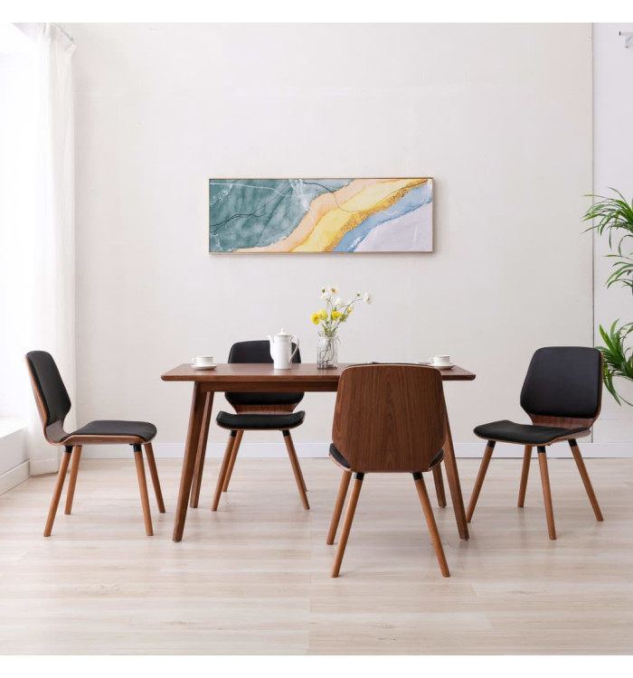 Chaises à manger lot de 4 noir similicuir | Mobilier & Déco
