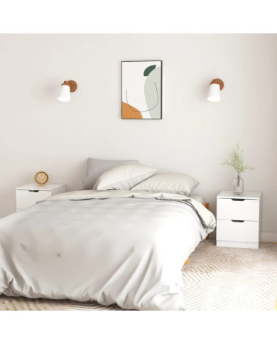 Tables de chevet 2pcs Blanc brillant 40x40x50cm bois ingénierie | Mobilier & Déco