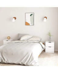 Tables de chevet 2pcs Blanc brillant 40x40x50cm bois ingénierie | Mobilier & Déco