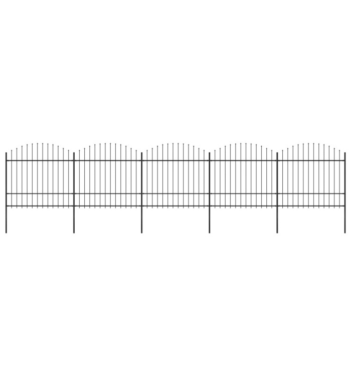 Clôture de jardin à dessus en lance Acier (1,5-1,75)x8,5 m Noir | Mobilier & Déco