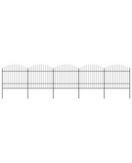 Clôture de jardin à dessus en lance Acier (1,5-1,75)x8,5 m Noir | Mobilier & Déco