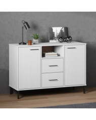 Buffet avec pieds en métal Blanc 113x40x77 cm Bois massif OSLO | Mobilier & Déco