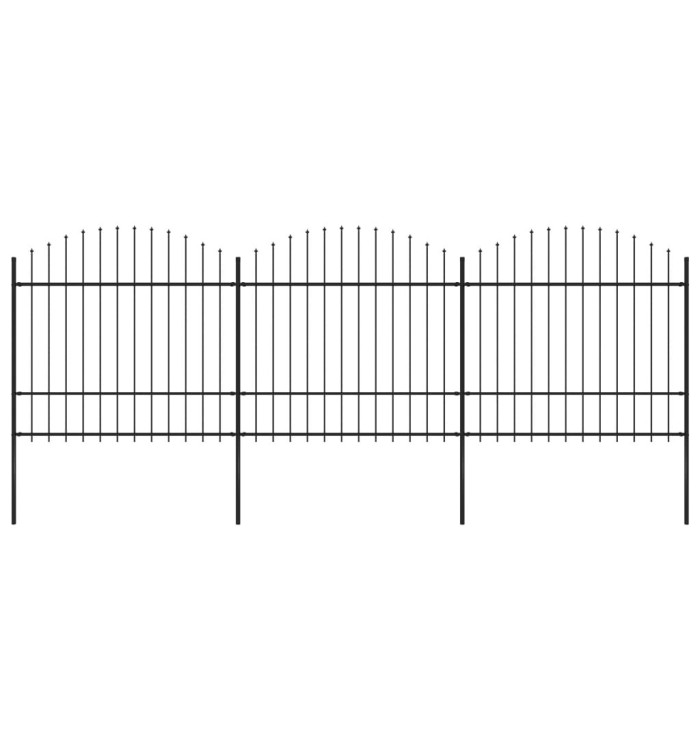 Clôture de jardin à dessus en lance Acier (1,5-1,75)x5,1 m Noir | Mobilier & Déco