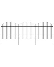 Clôture de jardin à dessus en lance Acier (1,5-1,75)x5,1 m Noir | Mobilier & Déco