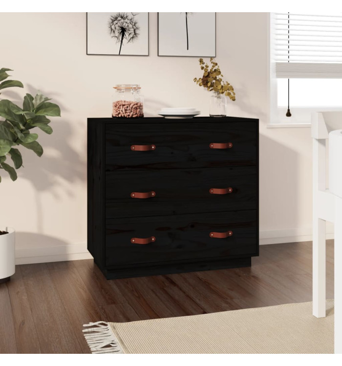 Buffet Noir 80x40x75 cm Bois massif de pin | Mobilier & Déco