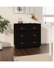 Buffet Noir 80x40x75 cm Bois massif de pin | Mobilier & Déco