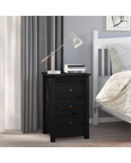 Table de chevet Noir 40x35x61,5 cm Bois de pin massif | Mobilier & Déco