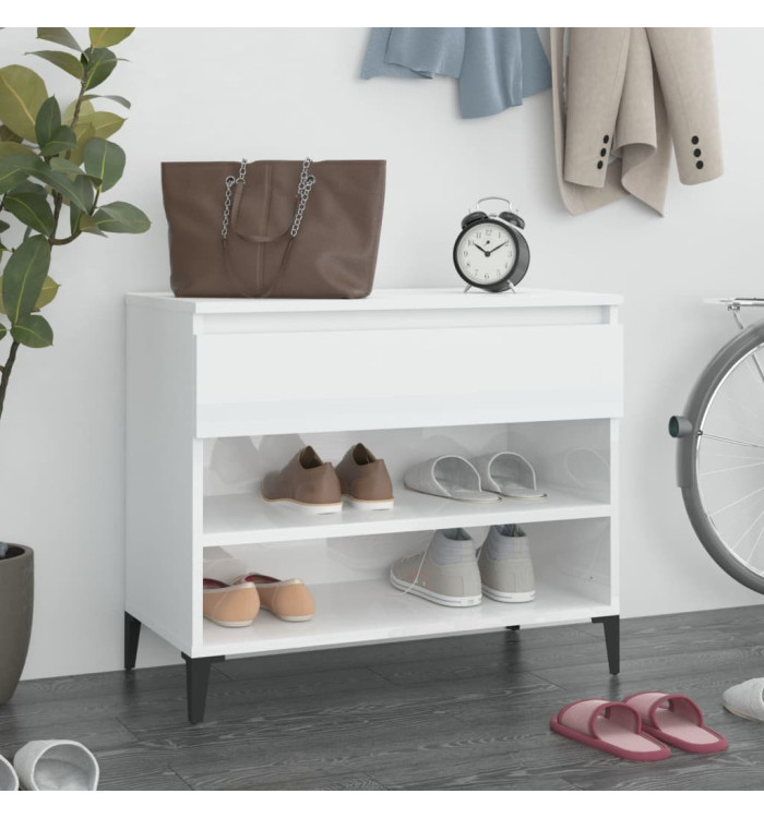 Armoire à chaussure Blanc brillant 70x36x60 cm Bois ingénierie | Mobilier & Déco