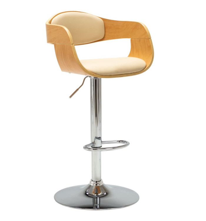 Tabouret de bar Crème Bois courbé et similicuir | Mobilier & Déco