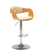 Tabouret de bar Crème Bois courbé et similicuir | Mobilier & Déco