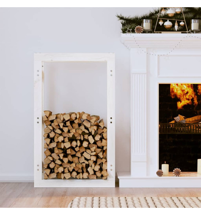 Support pour bois de chauffage Blanc 60x25x100 cm Bois de pin | Mobilier & Déco