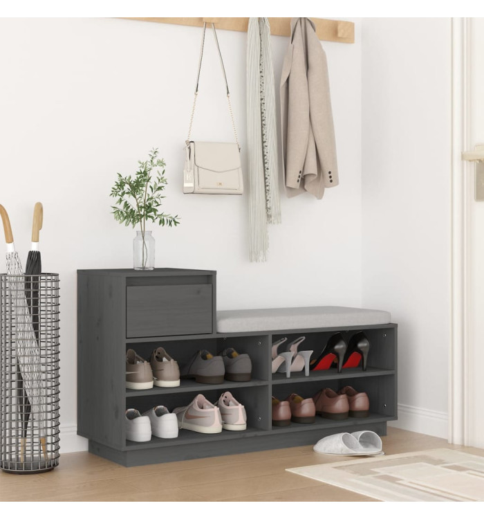 Armoire à chaussures Gris 110x34x61 cm Bois de pin massif | Mobilier & Déco