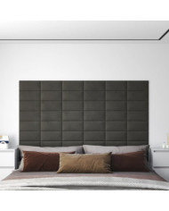 Panneaux muraux 12 pcs Gris foncé 30x15 cm Velours 0,54 m² | Mobilier & Déco