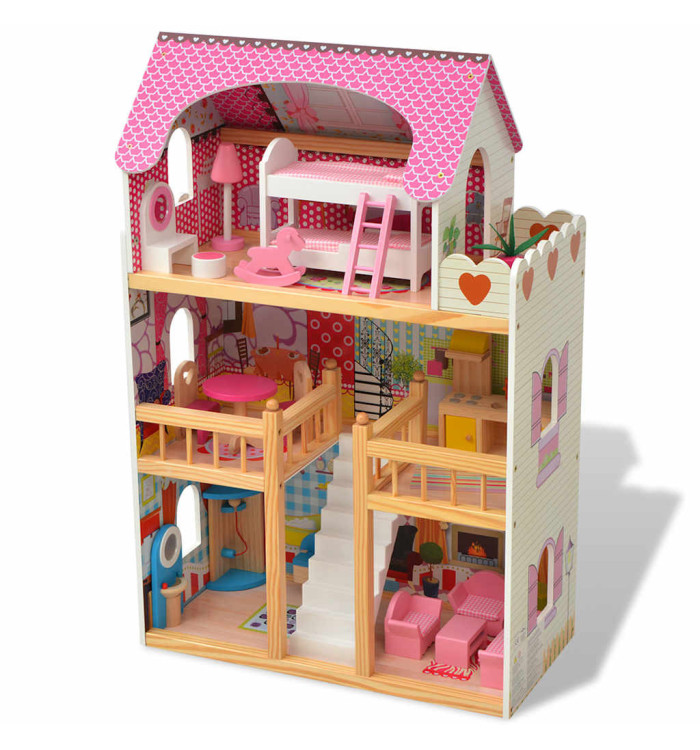 Maison de poupées à trois étages Bois 60 x 30 x 90 cm | Mobilier & Déco