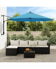 Parasol mural avec LED bleu mer 290 cm | Mobilier & Déco