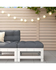 Repose-pied de jardin avec coussin blanc bois de pin massif | Mobilier & Déco