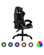 Fauteuil de jeux vidéo avec LED RVB Gris et noir Similicuir | Mobilier & Déco