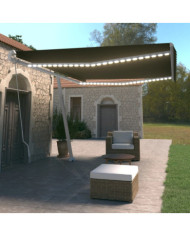 Auvent manuel rétractable avec LED 500x350 cm Anthracite | Mobilier & Déco
