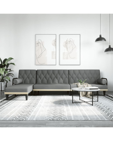 Canapé-lit en forme de L gris foncé 260x140x70 cm tissu | Mobilier & Déco