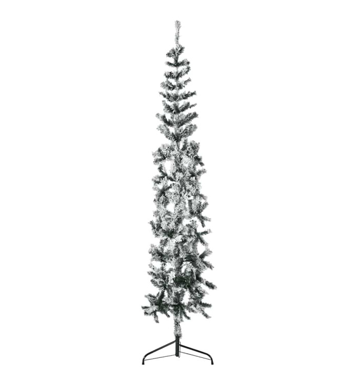 Demi sapin de Noël artificiel mince avec neige floquée 240 cm | Mobilier & Déco