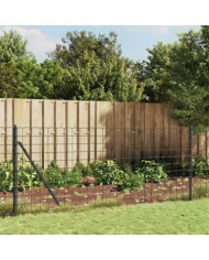 Clôture en treillis métallique et ancrage anthracite 1x10 m | Mobilier & Déco