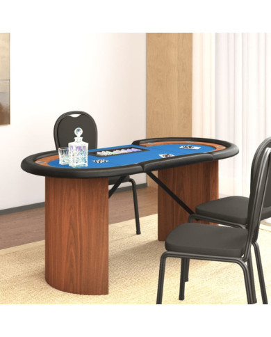 Table de poker 8 joueurs avec plateau à jetons Bleu 160x80x75cm | Mobilier & Déco