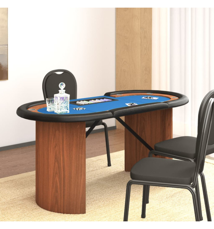 Table de poker 8 joueurs avec plateau à jetons Bleu 160x80x75cm | Mobilier & Déco