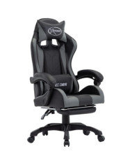 Fauteuil de jeux vidéo avec repose-pied Gris et noir Similicuir | Mobilier & Déco