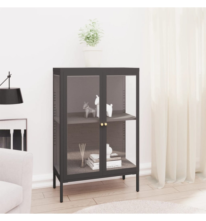 Buffet Anthracite 75x35x105 cm Acier et verre | Mobilier & Déco