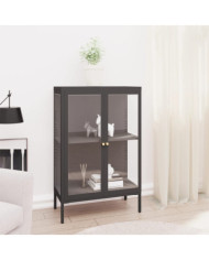 Buffet Anthracite 75x35x105 cm Acier et verre | Mobilier & Déco