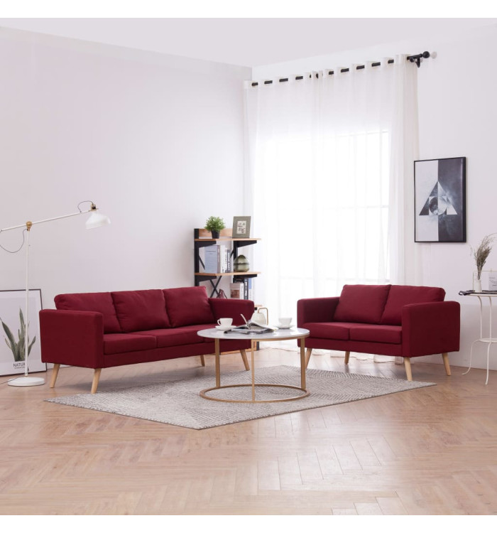 Ensemble de canapé 2 pcs Tissu Rouge bordeaux | Mobilier & Déco