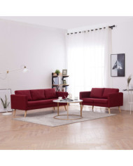 Ensemble de canapé 2 pcs Tissu Rouge bordeaux | Mobilier & Déco