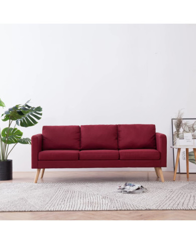 Canapé à 3 places Tissu Rouge bordeaux | Mobilier & Déco