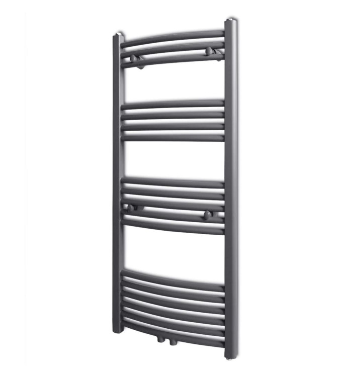 Sèche-serviettes eau chaude à rails incurvés gris 500 x 1160 mm | Mobilier & Déco