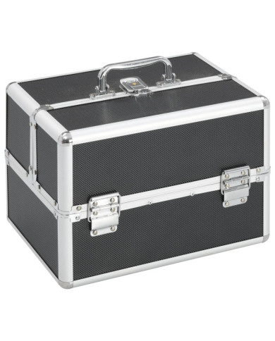 Mallette à maquillage 22x30x21 cm Noir Aluminium | Mobilier & Déco