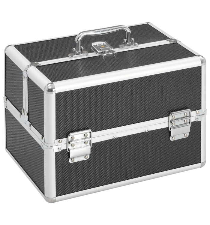 Mallette à maquillage 22x30x21 cm Noir Aluminium | Mobilier & Déco