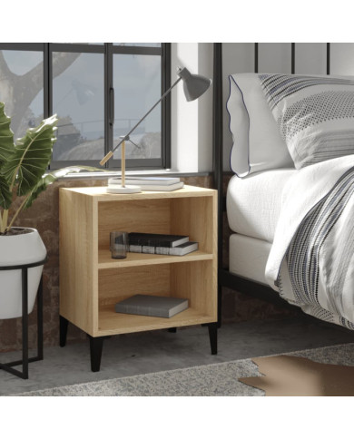 Table de chevet avec pieds en métal chêne sonoma 40x30x50 cm | Mobilier & Déco