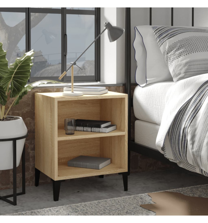 Table de chevet avec pieds en métal chêne sonoma 40x30x50 cm | Mobilier & Déco