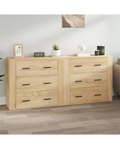 Buffets 2 pcs chêne sonoma bois d'ingénierie | Mobilier & Déco