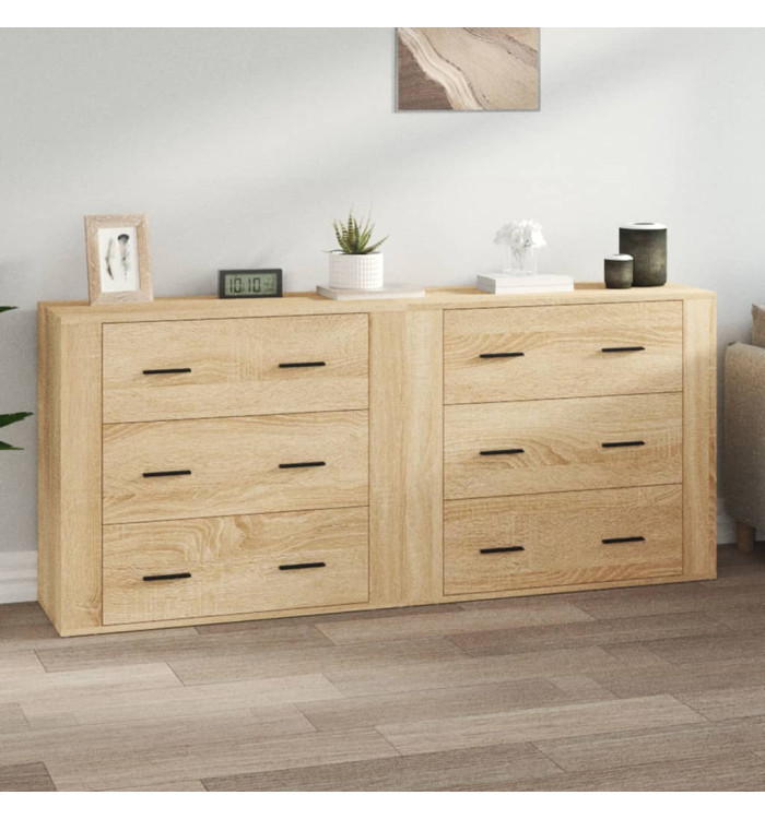 Buffets 2 pcs chêne sonoma bois d'ingénierie | Mobilier & Déco