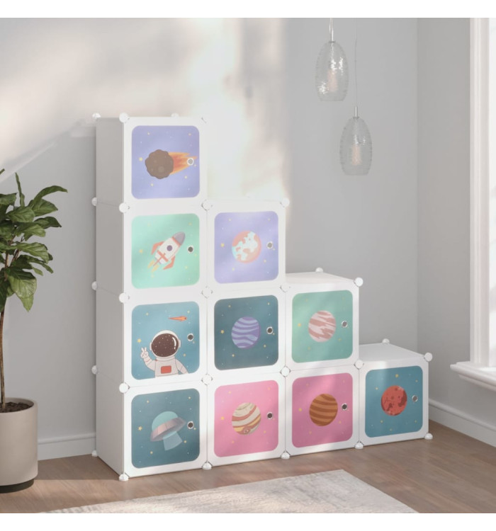 Armoire de rangement pour enfants avec 10 cubes Blanc PP | Mobilier & Déco