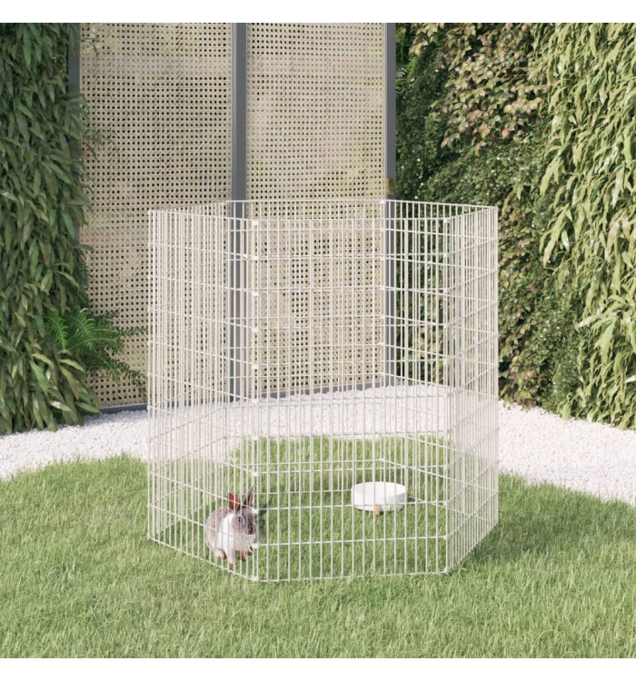 Enclos d'animaux en liberté 6 panneaux 54x100 cm fer galvanisé | Mobilier & Déco