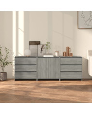 Buffets 3 pcs Sonoma gris Bois d'ingénierie | Mobilier & Déco