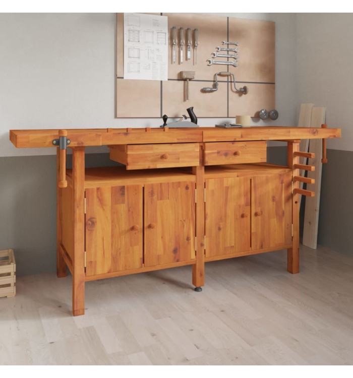 Établi avec tiroirs et étaux 192x62x83 cm Bois massif d'acacia | Mobilier & Déco