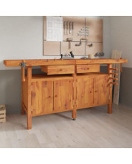 Établi avec tiroirs et étaux 192x62x83 cm Bois massif d'acacia | Mobilier & Déco